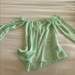 Mint off the shoulder top